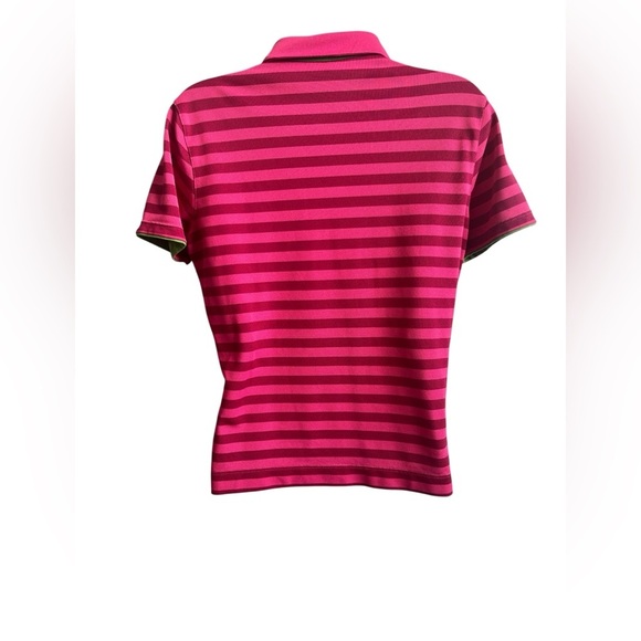 Ladies Nike Golf Short Sleeve Polo Pink Stripe Green Trim Size Medium - Picture 4 of 5